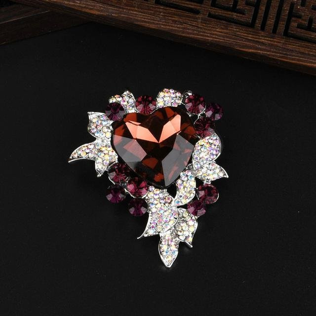 YIRAN Jewelry Brosche, Kristall, grau, Damen - Bild 1