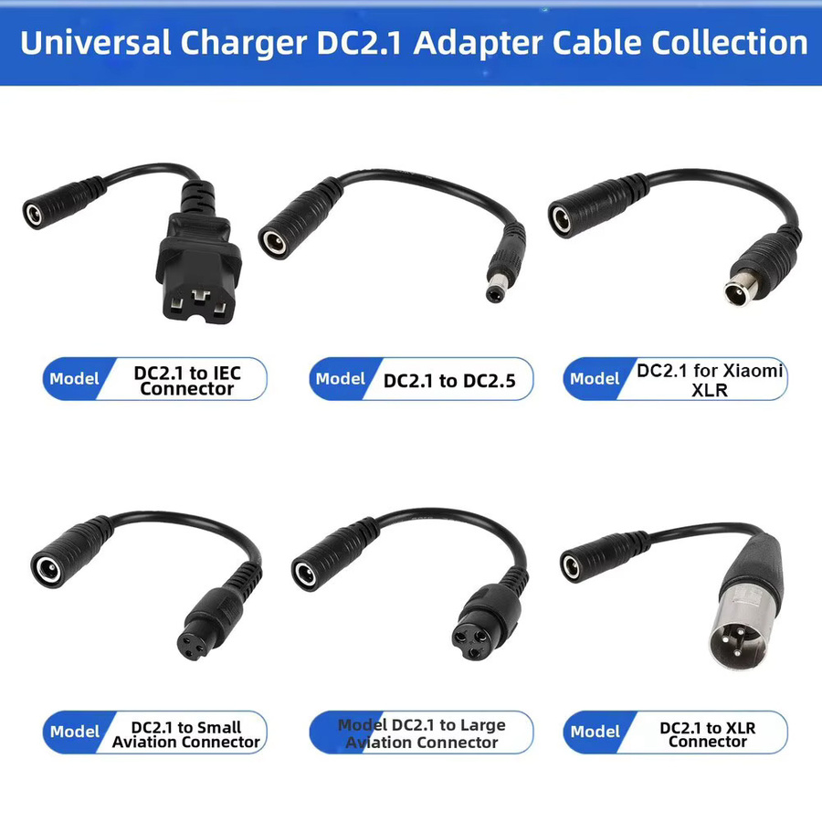 SPORTARC Batterie Ladegerät Anschluss Kabel DC 2,1 mm zu DC 2,5 mm Ladeport Adapter Kabel in Schwarz - Bild 1
