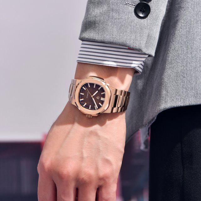 PAGANI DESIGN Armbanduhr Automatik, Edelstahl, Roségold, Blau, Herren - Bild 1