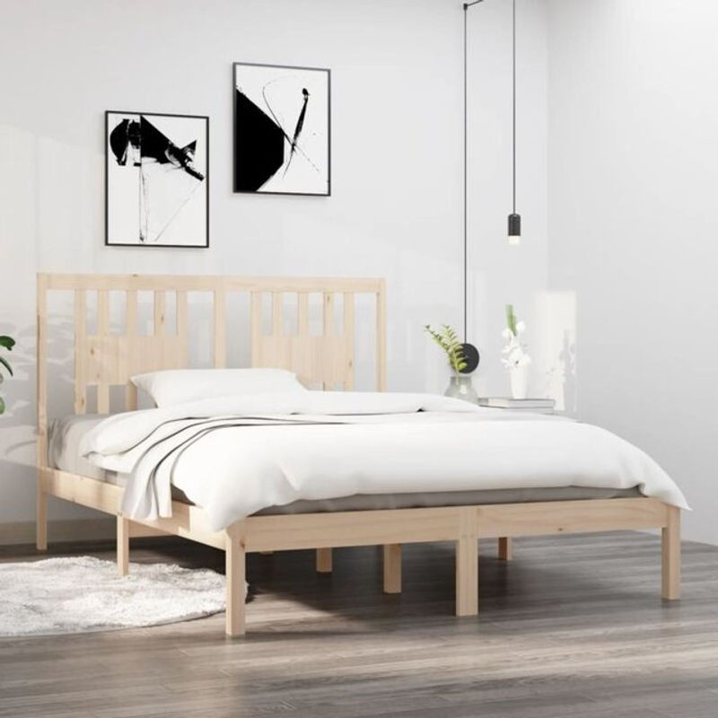 Massivholzbett Vidaxl aus Kiefer in Braun, B/T/H: 120 x 190 cm - Bild 1