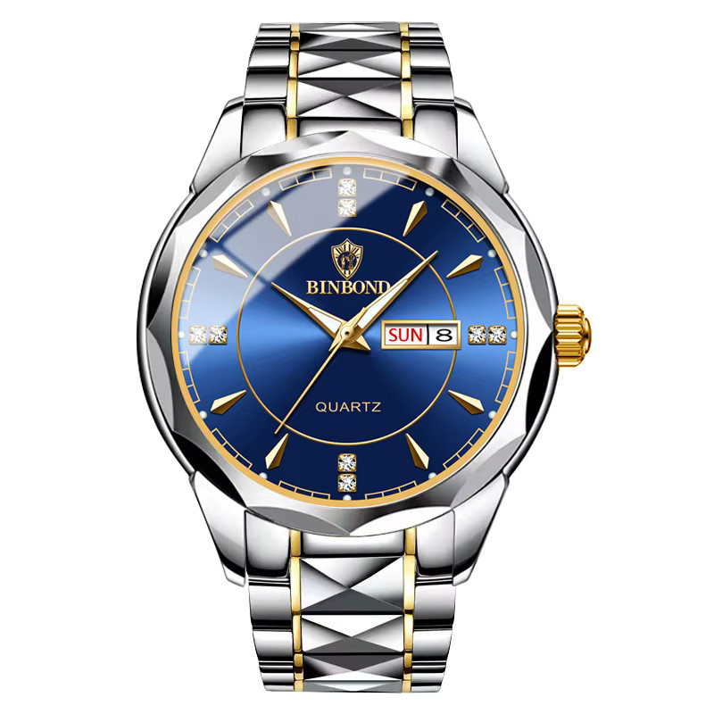 BINBONG Armbanduhr Quarz, Edelstahl, Bicolor, Herren - Bild 6