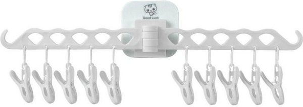 Faltbarer Wandwäscheständer von Yiran Furniture in Weiß mit Haken und selbstklebender Befestigung zur Organisation von Baby- und Kinderwäsche, Socken und Handtüchern