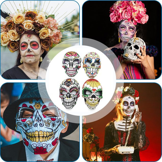 DOORSACCERY Zombie Skelett Maske, Unisex, Bunt / Mehrfarbig, Kunststoff - Bild 1