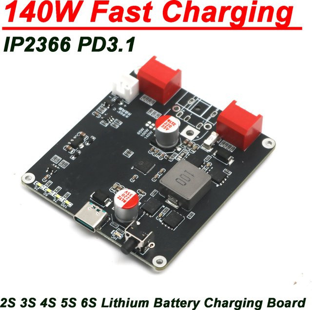 DykbRadio IP2366 Bidirektionales 140W Schnellladegerät für Li-Ion und LiFePO4 Batterien, USB-C zu DC, Schwarz - Bild 1