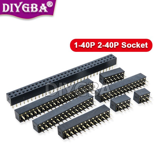 DIYGBA 10-teiliges Set zweireihige gerade Anschlussbuchsen in Schwarz mit 2,0 mm Rastermaß - Bild 1
