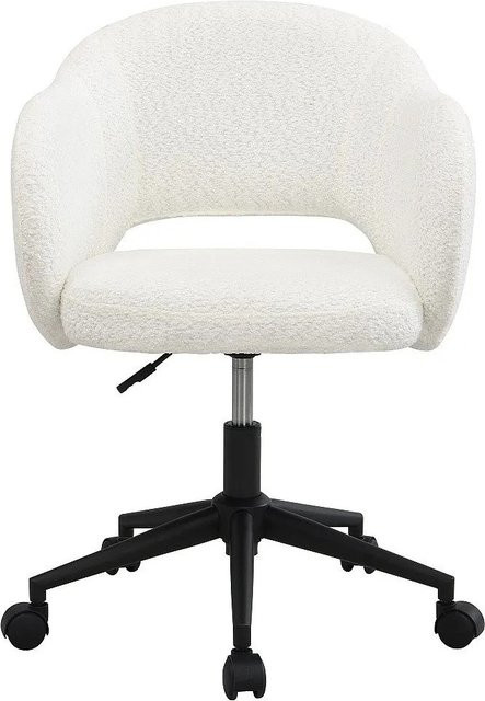 Acacilio Bürostuhl in Weiß mit Bouclé-Stoff und Rollen für Home-Office und professionelle Nutzung - Bild 1