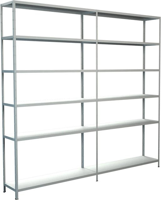 Schulte Regalwelt Steck-Grund- und Anbauregal aus Metall in Weiß, H 230 cm x B 240 cm x T 35 cm - Bild 1