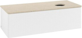 V&B Waschtischunterschrank Antao mit Frontstruktur und Beleuchtung, Farbe: Weiß, B/T/H: 120 x 50 x 50 cm - Bild 1