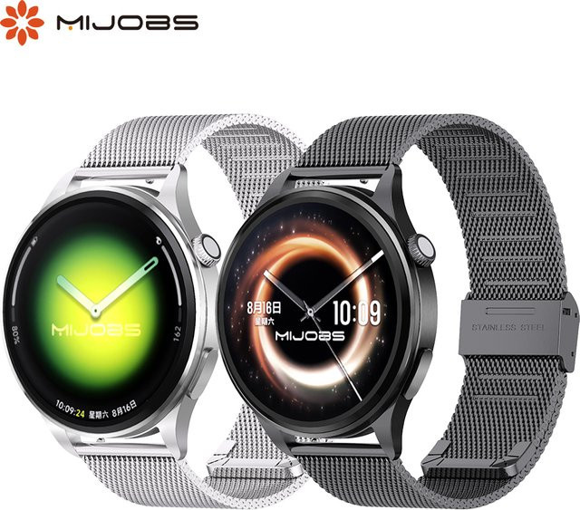 MIJOBS Milanese Metall-Armband für Xiaomi Watch 5, S4, S3, S2, Universal Uhrenarmband 22mm, Farbe: Silber - Bild 1