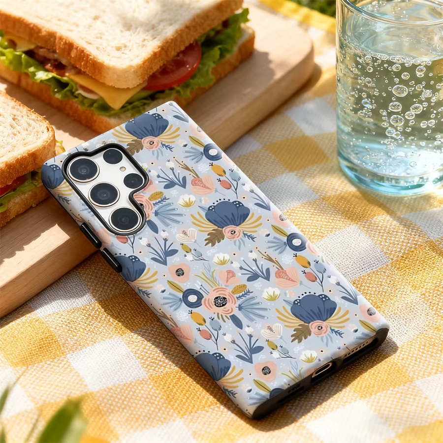 Handyhülle mit pastellfarbenem Blumenmuster für Samsung Galaxy S25 Ultra, S24 und S23 Ultra Plus in Multicolour mit glänzender doppellagiger Rückseite - Bild 2
