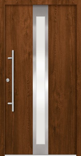 Splendoor Haustür RHODOS Prime aus Aluminium in Nussbaum Braun mit Glaseinsatz - Bild 1