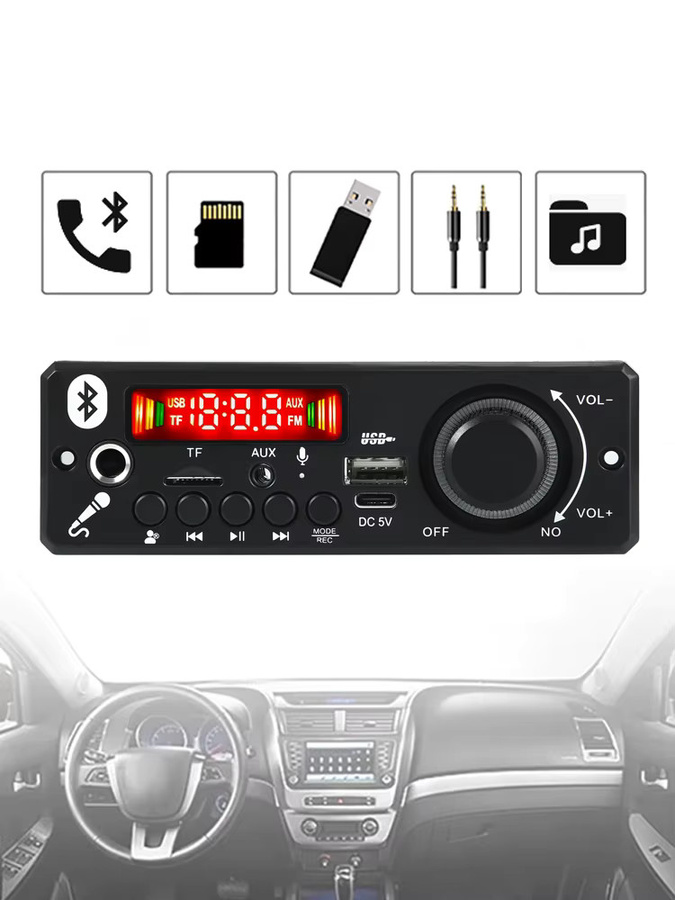 KEBIDU Bluetooth MP3-Player Decoder-Board mit 6W Verstärker, USB und TF-Slot, Stereo-Audio-Modul in Schwarz - Bild 7