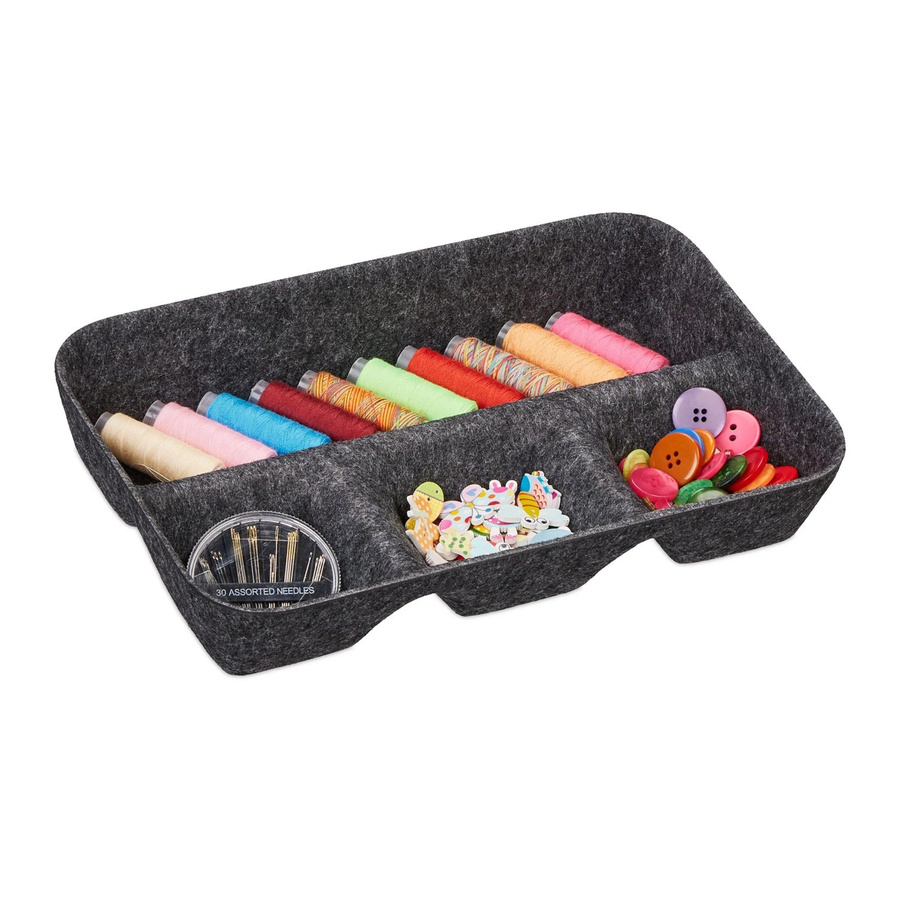 Relaxdays Schubladen Organizer aus Filz in Dunkelgrau, B/T/H: 29,5 x 19 x 5,5 cm - Bild 2