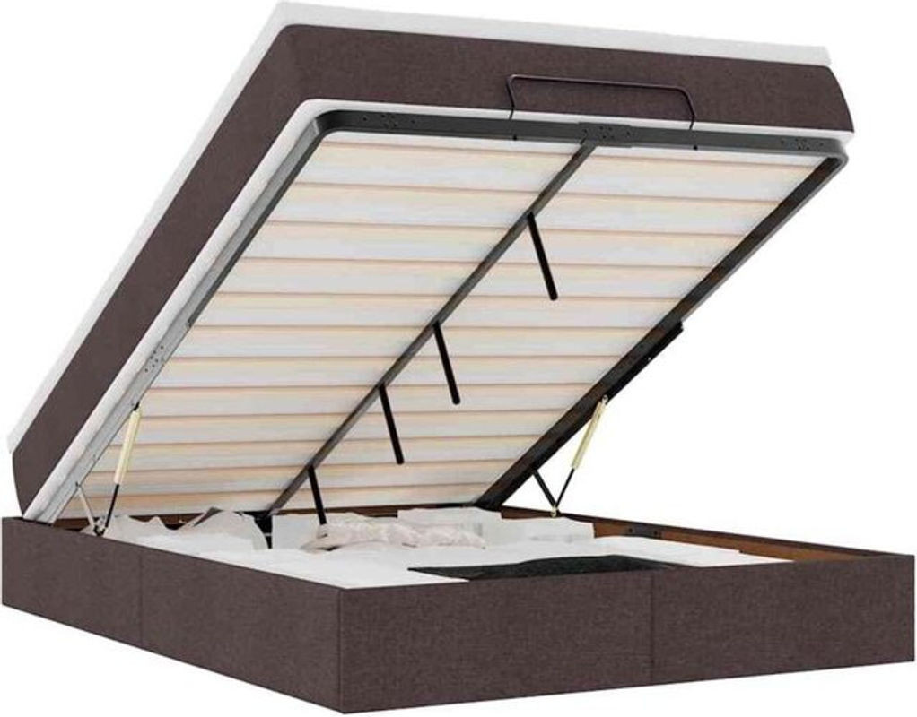 vidaxl Ottoman Polsterbett mit Matratze aus Stoff in Dunkelbraun B/T/H: 140 x 190 x 23,5 cm - Bild 1