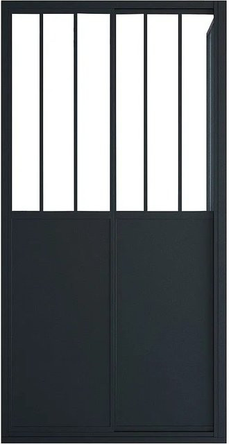 Vente-unique Duschwand Urbanik Schwarz, Schiebeduschwand aus Glas, Breite: 100 cm, Höhe: 195 cm, Tiefe: 80 cm - Bild 1
