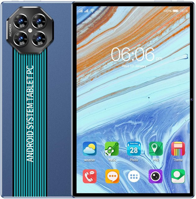 BDF Android Tablet PC 10,1 Zoll mit 128GB Speicher, 8GB RAM, Octa-Core Prozessor, 4G LTE und 5000mAh Akku in Blau - Bild 1