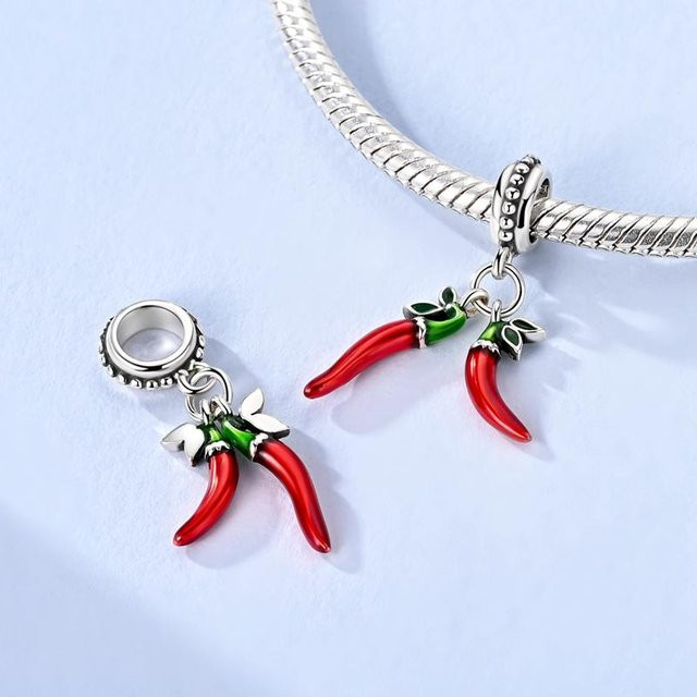 Anhänger Roter Chilischoten, Kupfer, Weiß, Damen - Bild 1