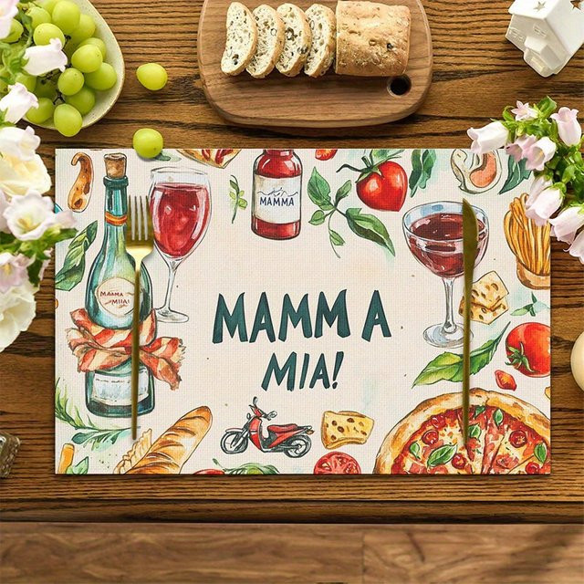 VIKAMA Aquarell Tischsets mit italienischem Thema zur Dekoration für Esszimmer und Küche - Bild 1