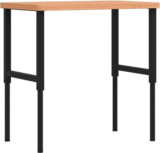 vidaXL Werkbank aus massivem Buchenholz in Braun-Schwarz, höhenverstellbar, B/T/H: 100 x 60 x 73-99,5 cm - Bild 1