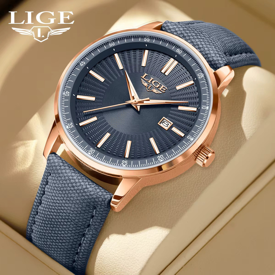 LIGE Armbanduhr Damen, Quarz, Silber, Blau, Datum, Klassisch - Bild 5