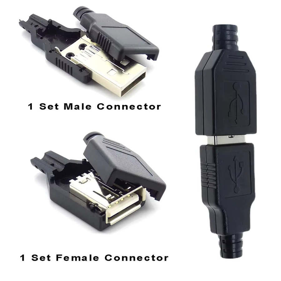 ELECAPITAL USB Typ-A Schnittstellen Set mit schwarzer Kunststoffabdeckung, 10 Stück (männlich/weiblich), für Computerperipheriegeräte und Port-Adapter - Bild 4