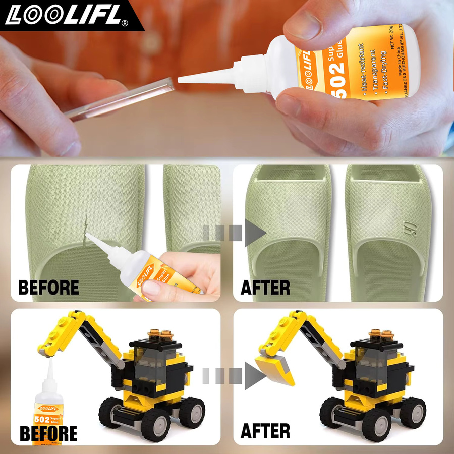 LOOLIFL Universalkleber 502 Cyanacrylat, transparenter Mehrzweck-Reparaturkleber für DIY-Handwerk - Bild 3