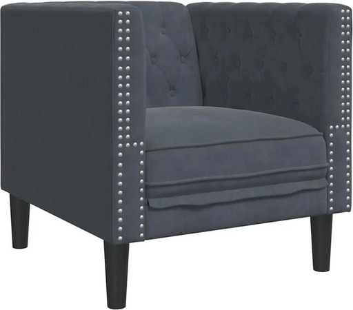 vidaXL Chesterfield Sofa aus Samt in Dunkelgrau, B/T/H: 74,5 x 71 x 70,5 cm