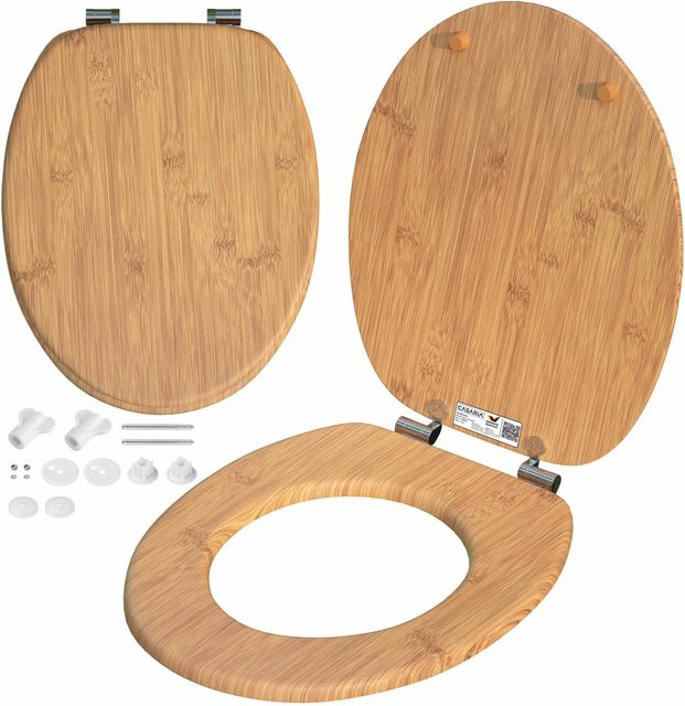 Casaria Toilettensitz aus Bambus und MDF in Braun mit Absenkautomatik und ovaler Form, Länge: 45,7 cm, Breite: 45,7 cm - Bild 1