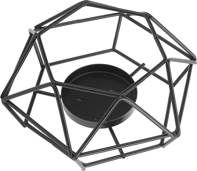 Dekorativer Kerzenhalter aus Metall im Vintage-Stil von Koogeelife, geometrisches Design für Tealights in Schwarz - Bild 1