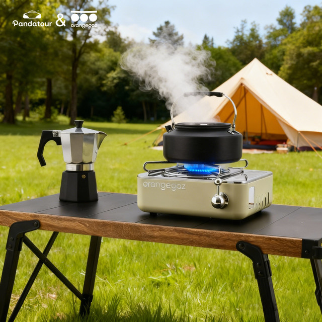Pandatour Camping-Gasherd in Beige, 2800 W, winddichter und tragbarer Gasbrenner für Outdoor-Aktivitäten - Bild 1