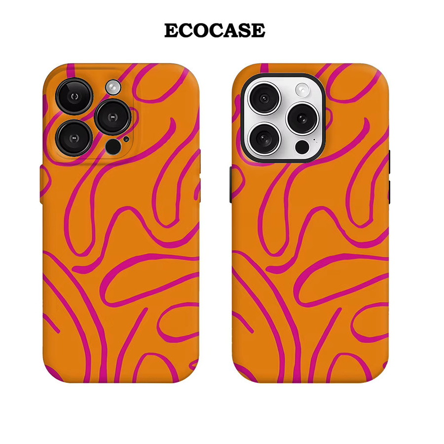 Handyhülle Neon Wirbel auf Orange für Apple iPhone 17 16 15 14 13 12 11 Pro Max Plus mit doppelschichtiger Rückseite - Bild 2