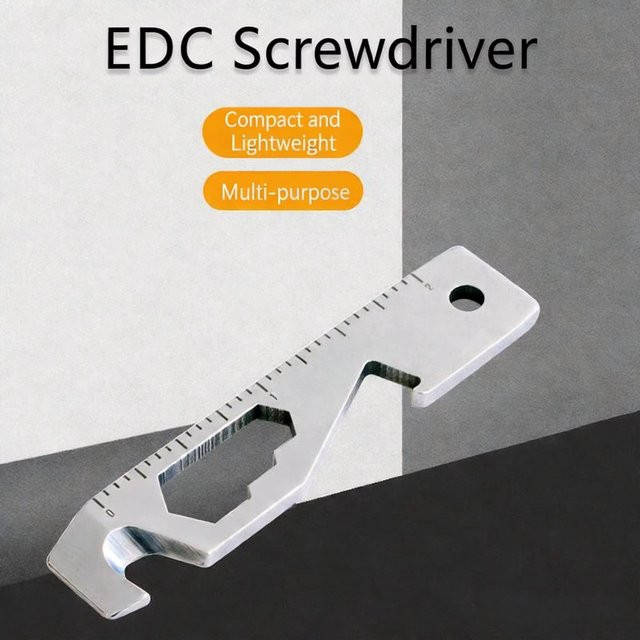 Schlüsselanhänger-Multitool EDC Multifunktionswerkzeug 10-in-1 in Silber mit Flaschenöffner, Schraubendreher und Kartonöffner - Bild 1