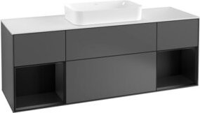 V&B Waschtischunterschrank Finion mit Wandbeleuchtung, Anthrazit lackiert, Breite: 160 cm, Tiefe: 50,1 cm, Höhe: 50,1 cm - Bild 1