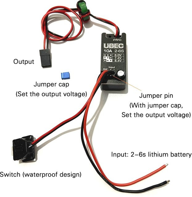 Hobbywing UBEC 10A Spannungsreglermodul Wasserdicht 2-6S Schwarz - Bild 1