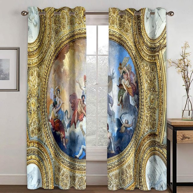 Angel Aristocrat Series Deluxe Sonnenschutz Vorhang mit floralem Design, 2er-Set, halbtransparent, Mehrfarbig, Breite: 100 cm, Höhe: 130 cm - Bild 1