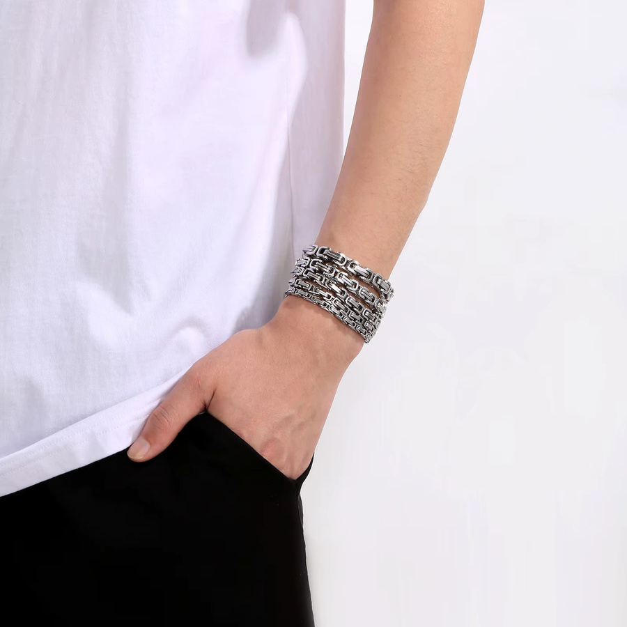 HAOYI Armband Edelstahl, 6mm, byzantinisch, Unisex - Bild 2
