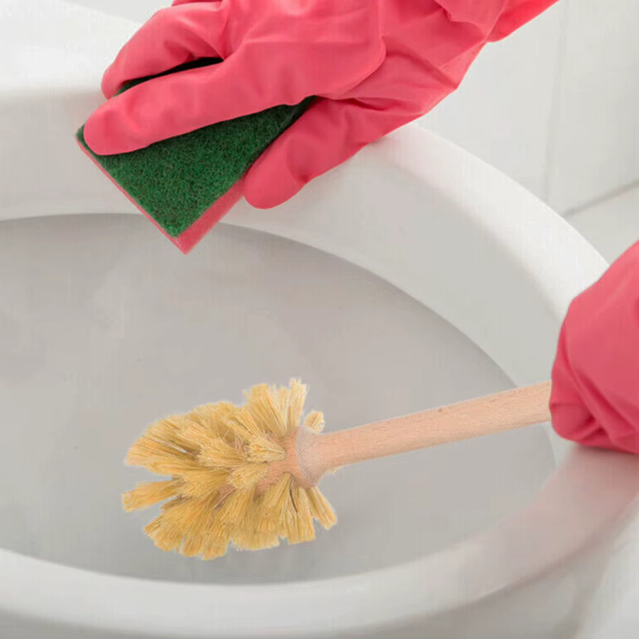 VIBRATITE Toilettenbürste und Badewannenbürste mit langem Griff aus Holz, freistehendes Badezimmerzubehör - Bild 4