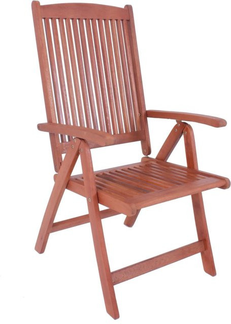 DELUKE Gartenstuhl LILLE aus Eukalyptus Natur, 5-fach verstellbarer Hochlehner mit Armlehnen, wetterfest und rustikal, Farbe: Natur/Braun, B/T/H: 58 x 46 x 110 cm - Bild 1