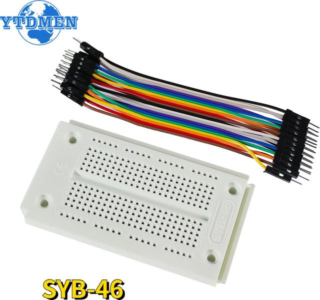 YTDMEN SYB-46 Steckbrett Kit mit Dupont-Leitungen und 20pin/40pin Steckern für DIY-Elektronik, Mehrfarbig, Länge: 10 cm - Bild 1