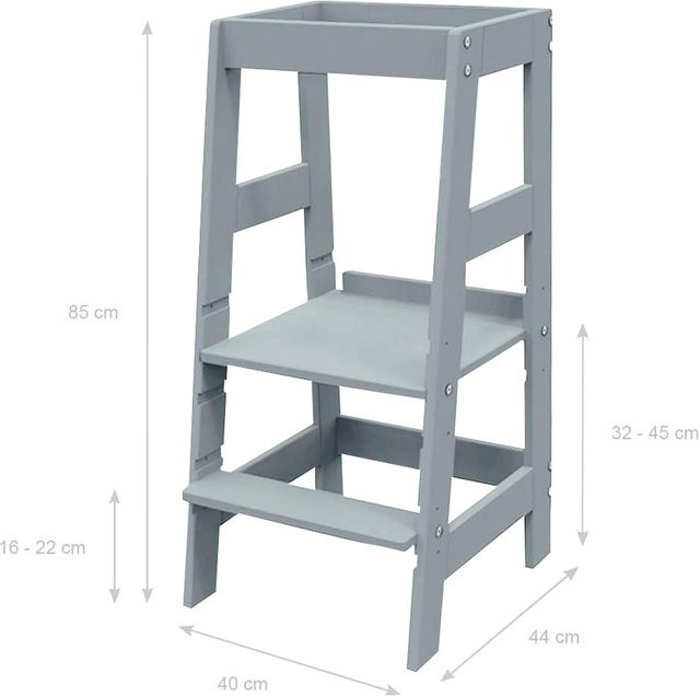 Pinolino Lernturm Fino aus Buchenholz in Grau, B/T/H: 40 x 44 x 85 cm - Bild 1