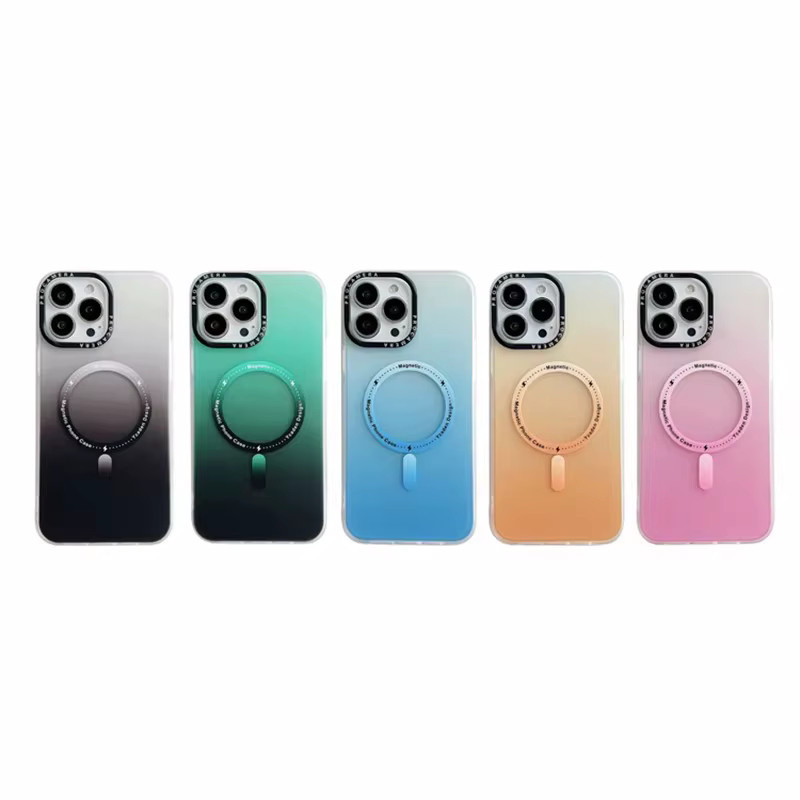 Stoßfeste MagSafe kompatible Schutzhülle für iPhone 15 Pro, 14, 13, 12, 11 Pro Max Plus in Farbverlauf Multicolor und Schwarz - Bild 4