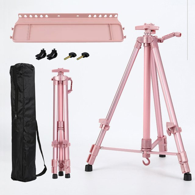 Tegcame Tragbare Metall-Staffelei zum Verstellen und Falten für Künstler, Höhe: 50–150 cm, Schwarz oder Pink - Bild 1