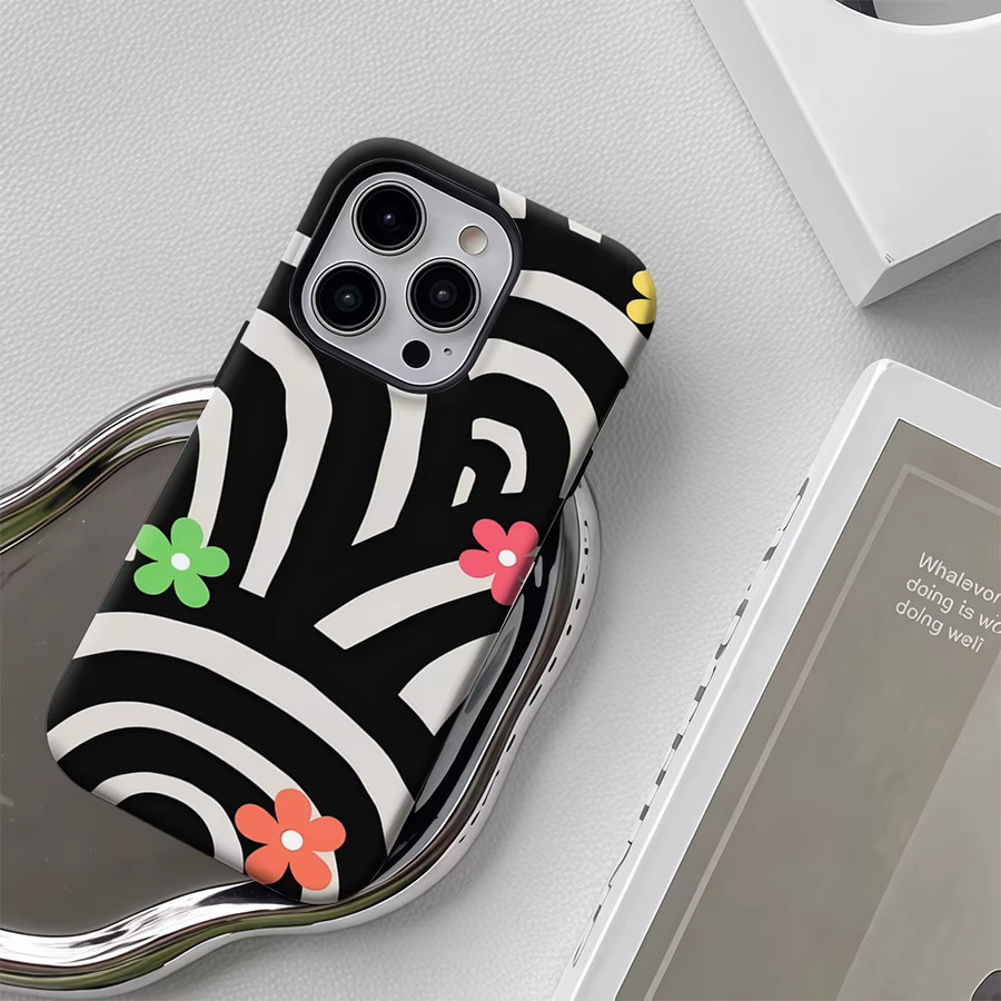 Flower Line Maze Handyhülle für iPhone 17 16 15 14 13 12 11 Pro Max Plus mit doppelschichtiger Rückseite in Multicolour - Bild 6