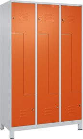 C+P Classic PLUS Z-Spind mit 6 Fächern, Füße, Zylinderschloss, Grau/Orange, B/H/T: 120 x 195 x 50 cm - Bild 1