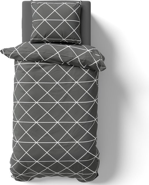NYVI Bettwäsche Set DreamScience Renforcé aus 100% Baumwolle mit Reißverschluss, Farbe: Triangle, B/H: 200 x 200 cm, Kissen: 2 x 80 x 80 cm - Bild 1