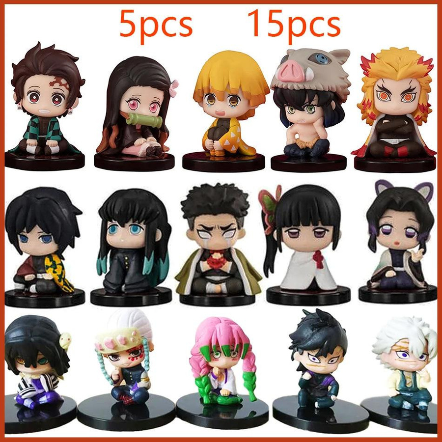 Yiran toy 1 Demon Slayer Kimetsu No Yaiba Q Version Anime Figur Sitzender Tanjiro Nidouzi Inosuke Zenizu PVC Puppe - Bild 2