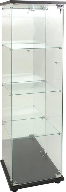 PXloue LED Vitrinenschrank in Schwarz mit Glastüren und integrierter Beleuchtung, H: 164,0 cm, B: 42,0 cm, T: 42,0 cm - Bild 1