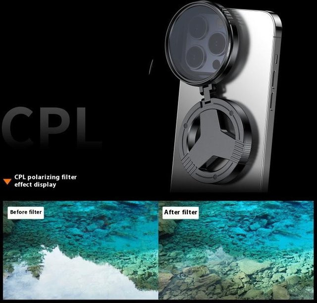 SD&HI Magnetischer CPL Filter 52 mm Zirkular Polarisator Objektiv Clip für Magsafe Telefon 16 in Schwarz mit Aufbewahrungstasche - Bild 1