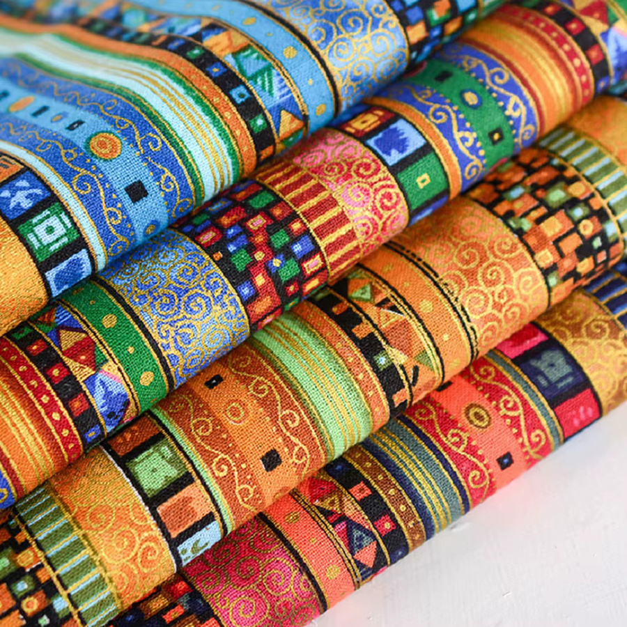 Findohope Baumwoll-Leinen-Stoff in Blau und Mehrfarbig für DIY-Projekte und Handarbeiten - Bild 3