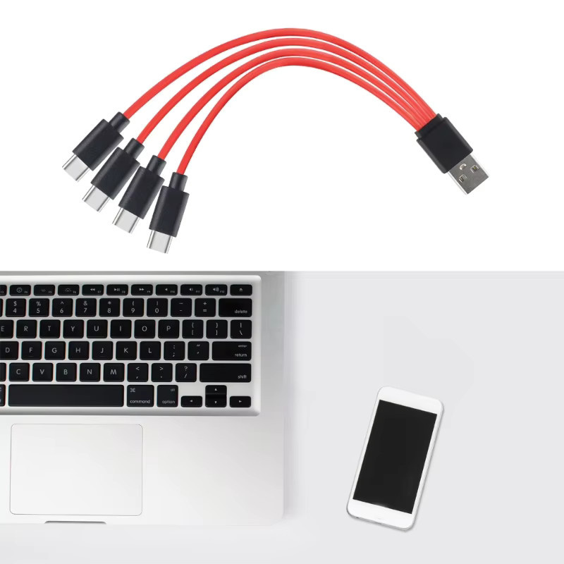 JAVRICK 4 in 1 USB-C Adapter mit Ladekabel und U-Disk-Funktion, Rot - Bild 2